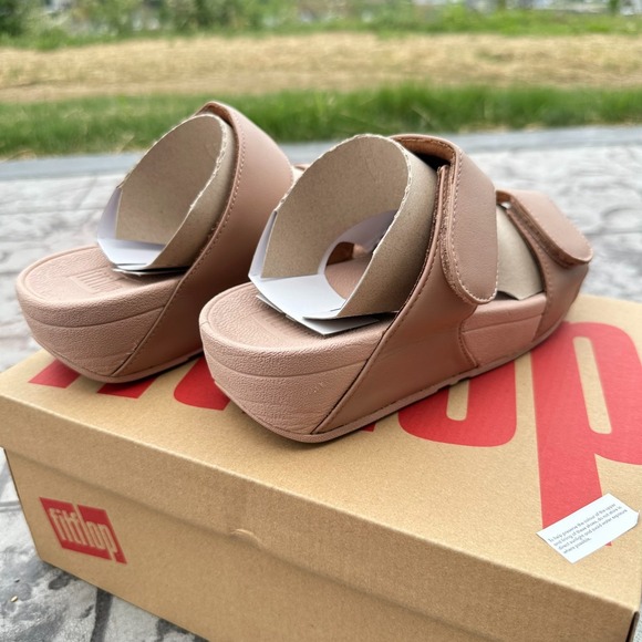 Fitflop‎ Lulu Womens Size 6 Beige Adjustable Leather Slides Sandals NEW - Picture 3 of 5